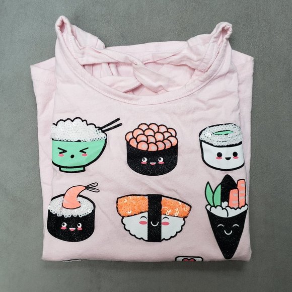 Children's Place Sushi Lovers Tee Shirt  Pink/ Multi  Size 7/8 - Picture 1 of 6